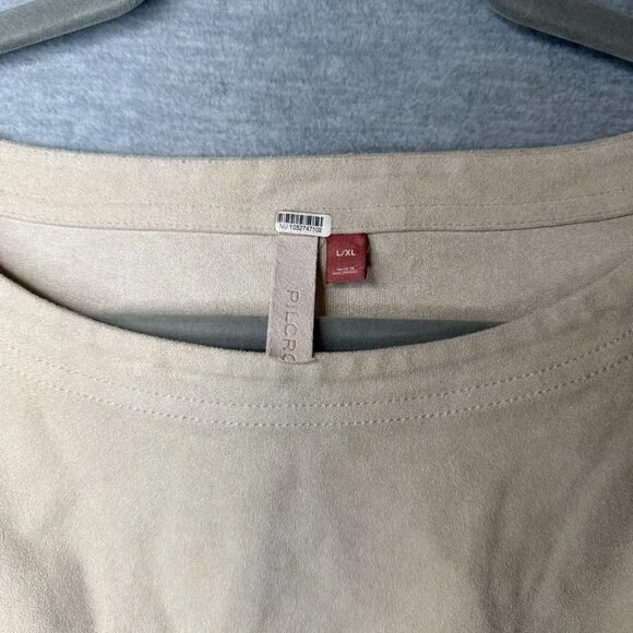 Anthropologie Pilcro Faux Suede Tee Size Large Beige Cropped Top - Picture 5 of 7